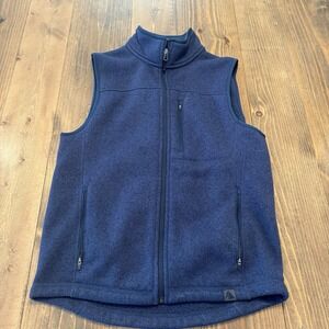 LL Bean Sweater Fleece Vest Mens Small Blue Full Zip Pockets Outdoor Hiking